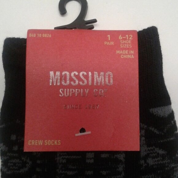 Mossimo Size 6-12 Crew Socks Mens Black Gray Geometric Pattern - Picture 2 of 4